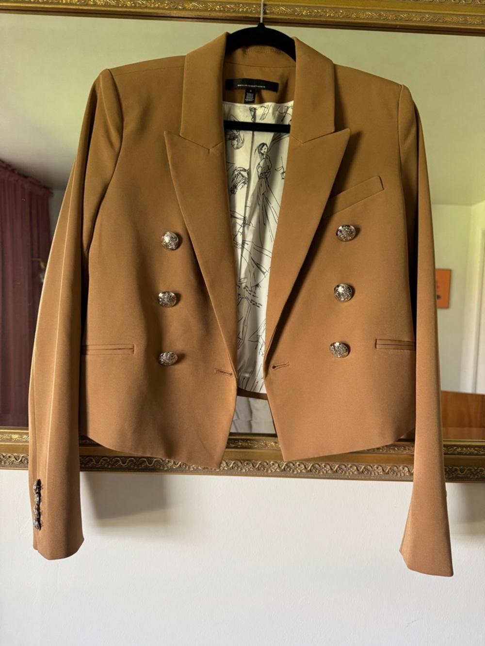 White House Black Market Cropped Double-Breasted Blazer - Camel Brown